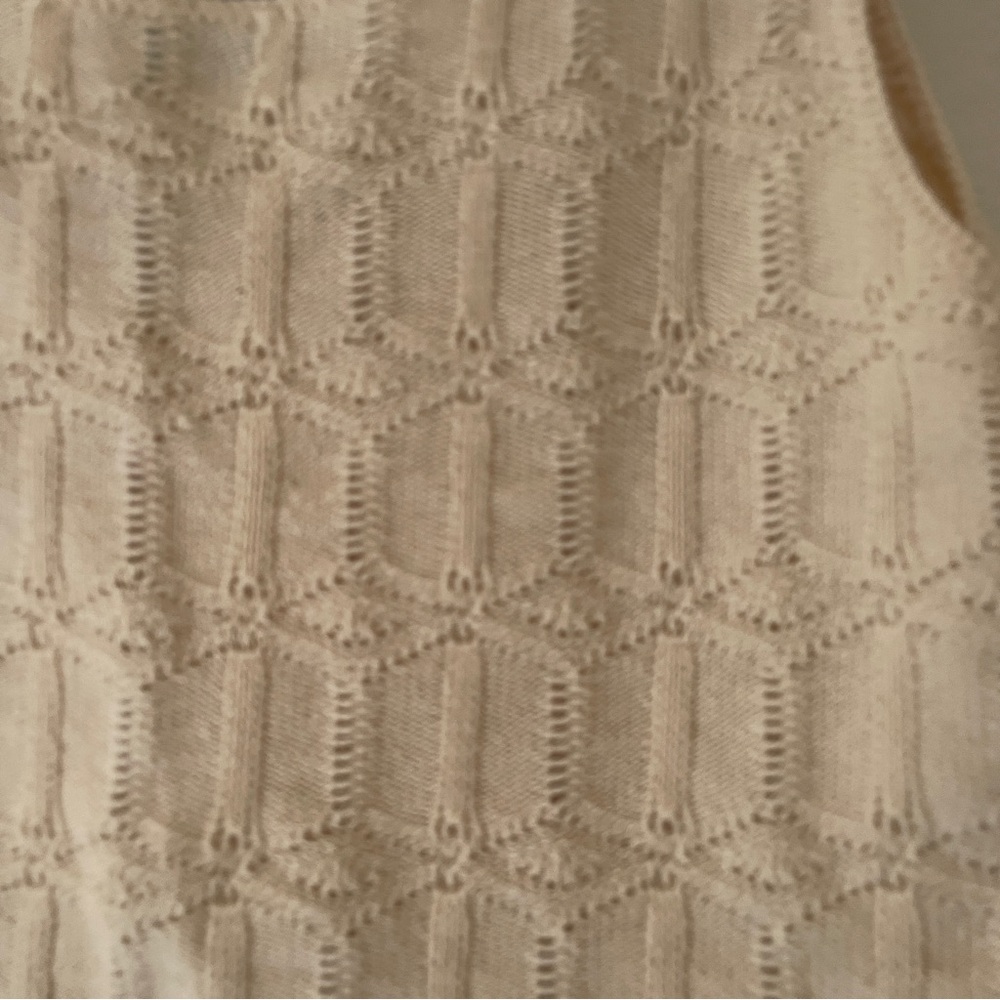 Vintage G.A.S. West USA Cotton Knit Sweater Tank Cream Cropped M - Picture 8 of 11